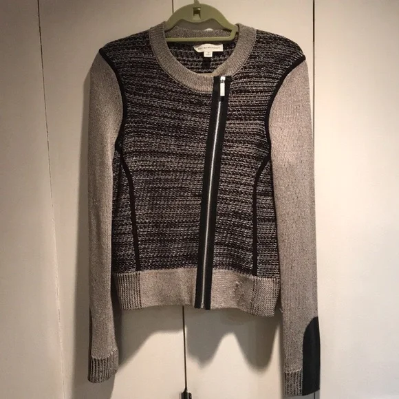 White + Warren Medium Asymmetrical Zipperd Cardigan - Picture 1 of 8